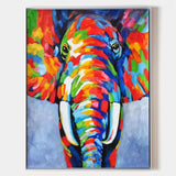Color Elephant Abstract Painting Large colorful Animal Painting