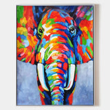 Color Elephant Abstract Painting Large colorful Animal Painting