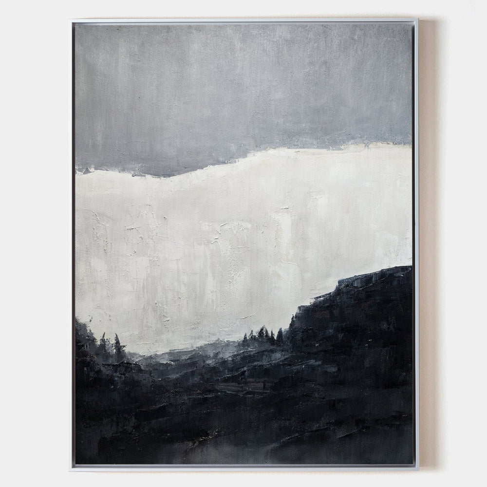 Black White Abstract Landscape Art Extra Large Black White Minimalist Canvas Art