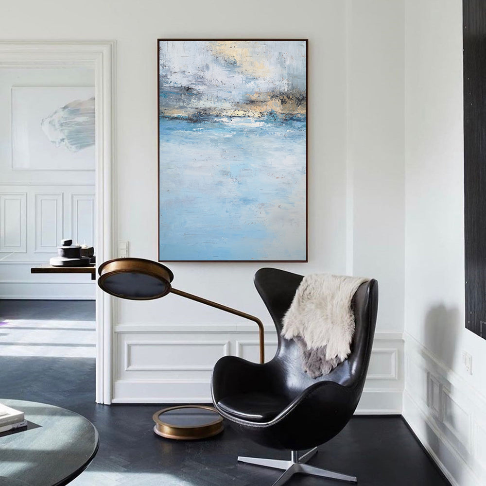 Large Beach Sunset Painting Original Acrylic Blue Ocean Canvas Wall Art