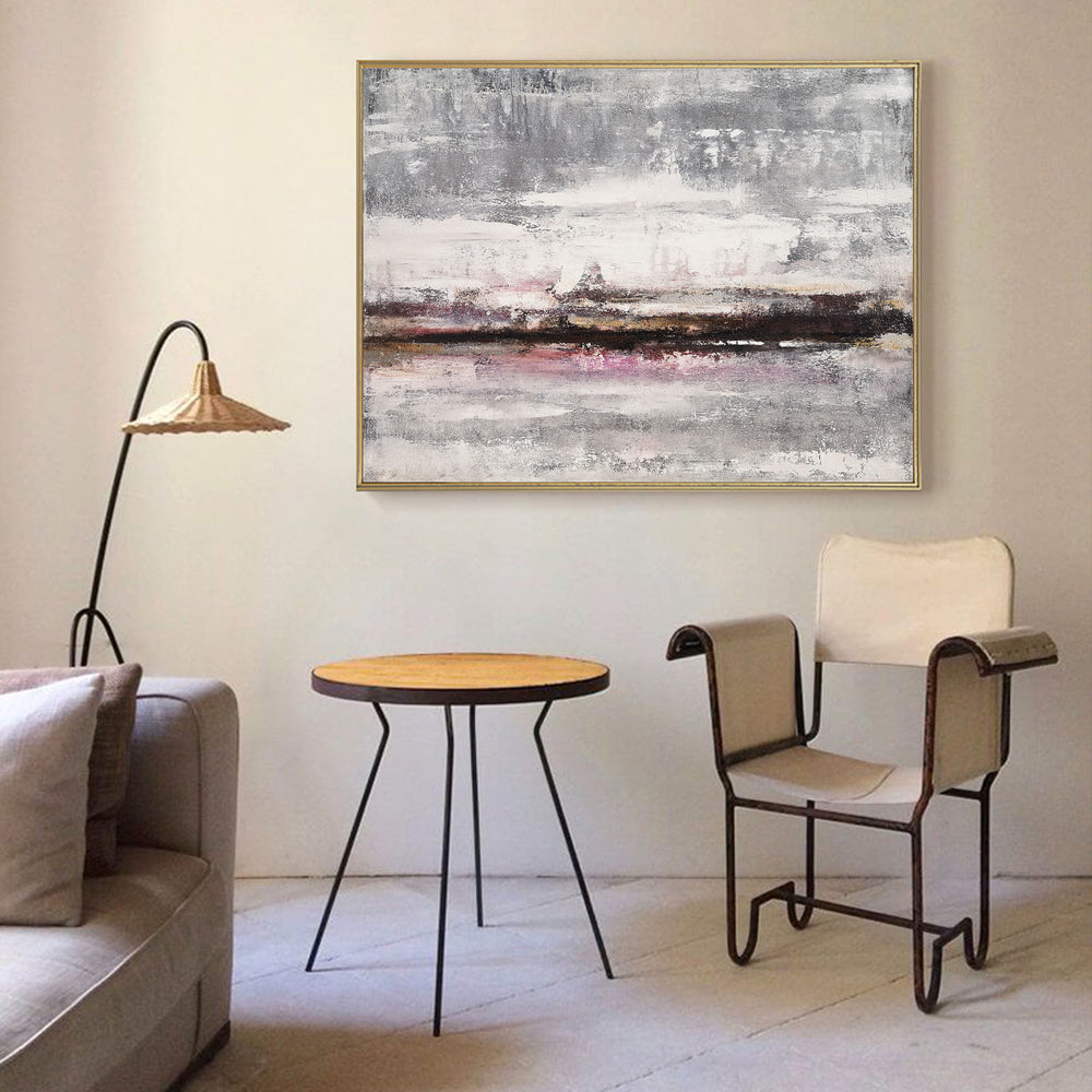 Large Grey Abstract Canvas Wall Art Abstract Beach Painting Modern Abstract Painting