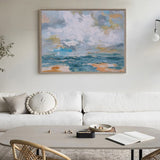 Large Abstract Ocean Canvas Painting Acrylic Oversized Horizontal Wall Art