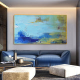 Abstract Seascape Paintings Acrylic Large Seascape Wall Art Beach Canvas Art Panoramic Abstract Painting For Livingroom