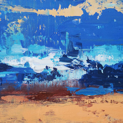 36X48 Original Abstract Canvas Art Blue And Brown Wall Art For Living Room