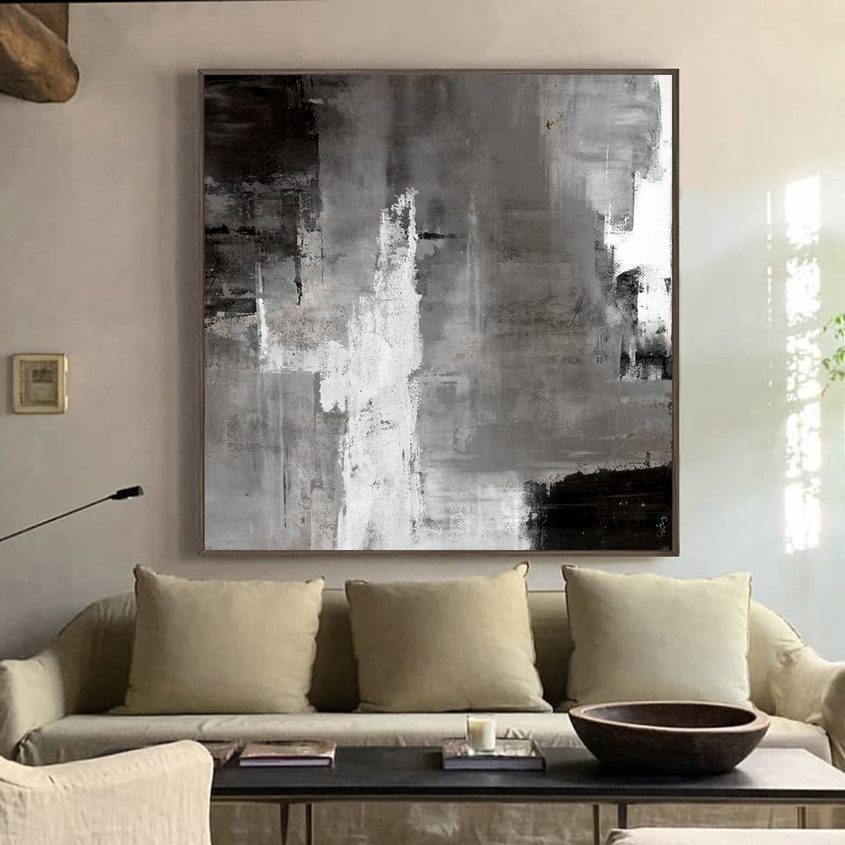 Black White And Grey Wall Art Large grey canvas painting Custom Wall Canvas