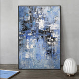 36 X 48 Vertical Blue Paintings For Bedroom Original Abstract Art