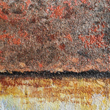 Square Light Blue And Rust Abstract Wall Art Seascape Canvas Painting For Bedroom