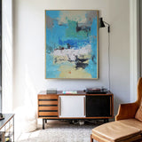 Large Abstract Canvas Art Blue And Yellow Wall Abstract Canvas Art Textured Abstract Painting