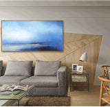 Large Beach Canvas Wall Art Panoramic Blue Ocean painting Acrylic Blue Sky Paintings Blue Wall Art For Living Room