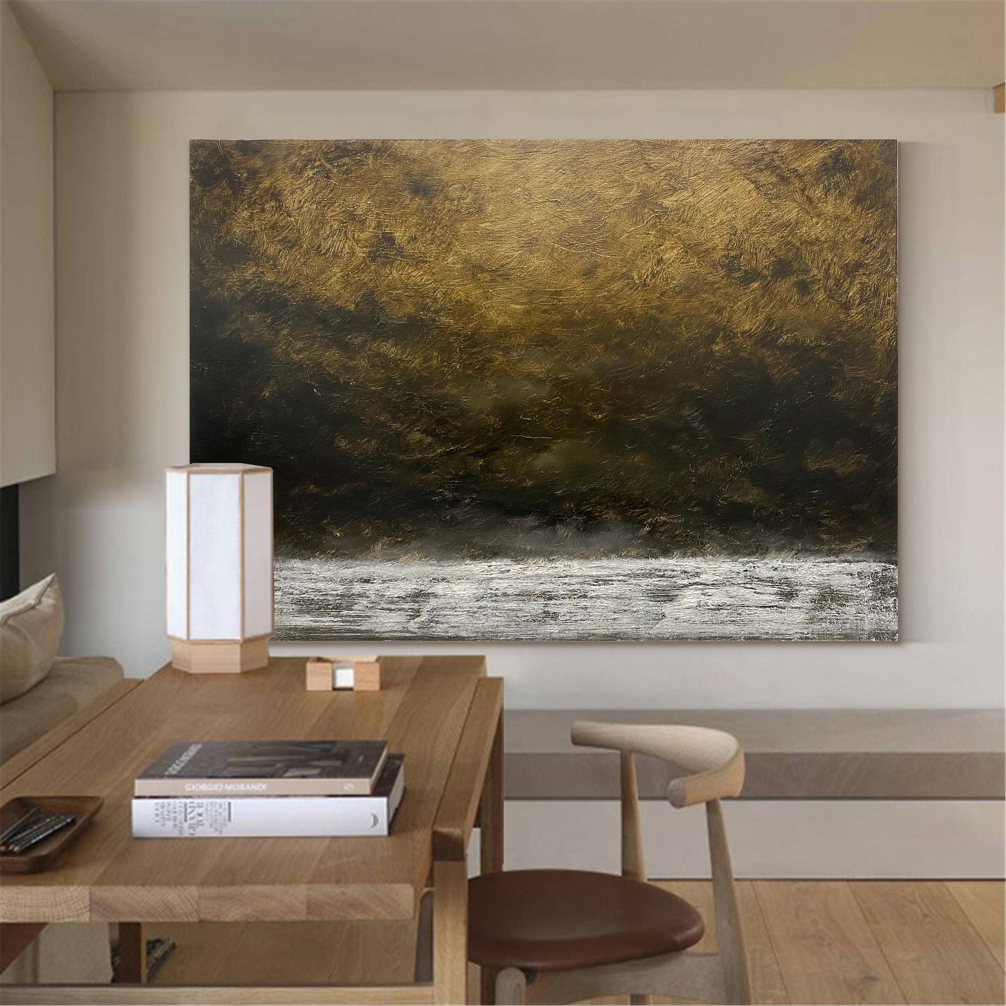 Large Abstract Beach Canvas Painting Impressionist Seascape Paintings Modern Beach Wall Art