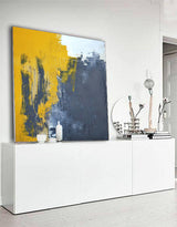 Yellow And Gray Wall Art Grey and Orange Modern Abstract Canvas Art