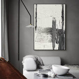 Black And White Textured Painting, Minimalist Abstract Painting, Living Room Black Abstract Art