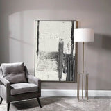 Black And White Textured Painting, Minimalist Abstract Painting, Living Room Black Abstract Art