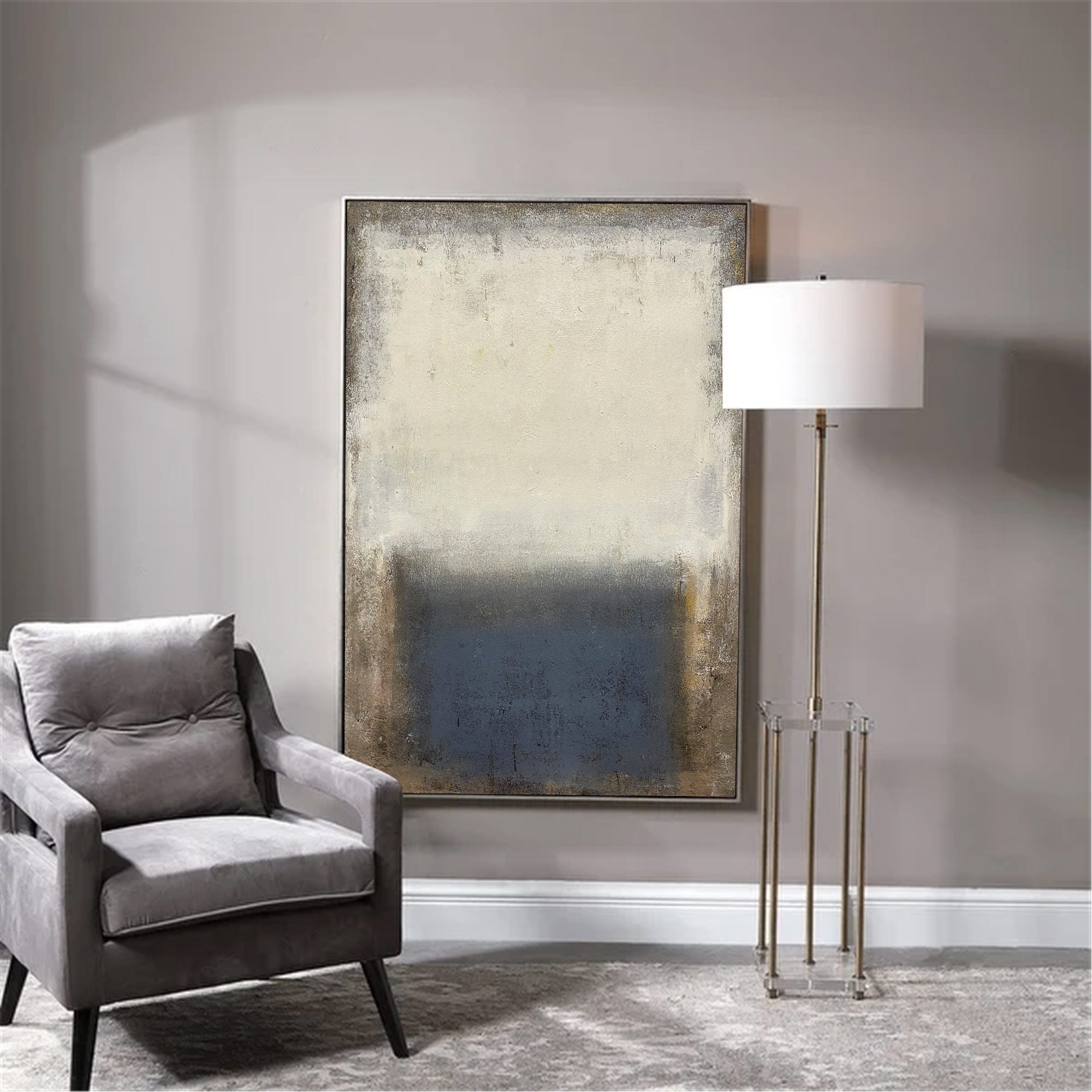 Brown Minimalist Acrylic Painting On Canvas Extra Large Beige Minimal Canvas Art Minimalist Wall Art