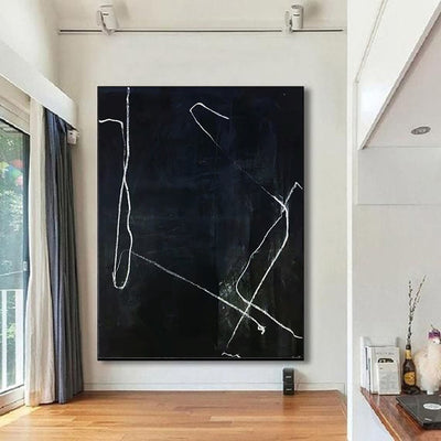 Modern Black Minimalist Painting Abstract Wall Art Minimalist Canvas Painting For Sale