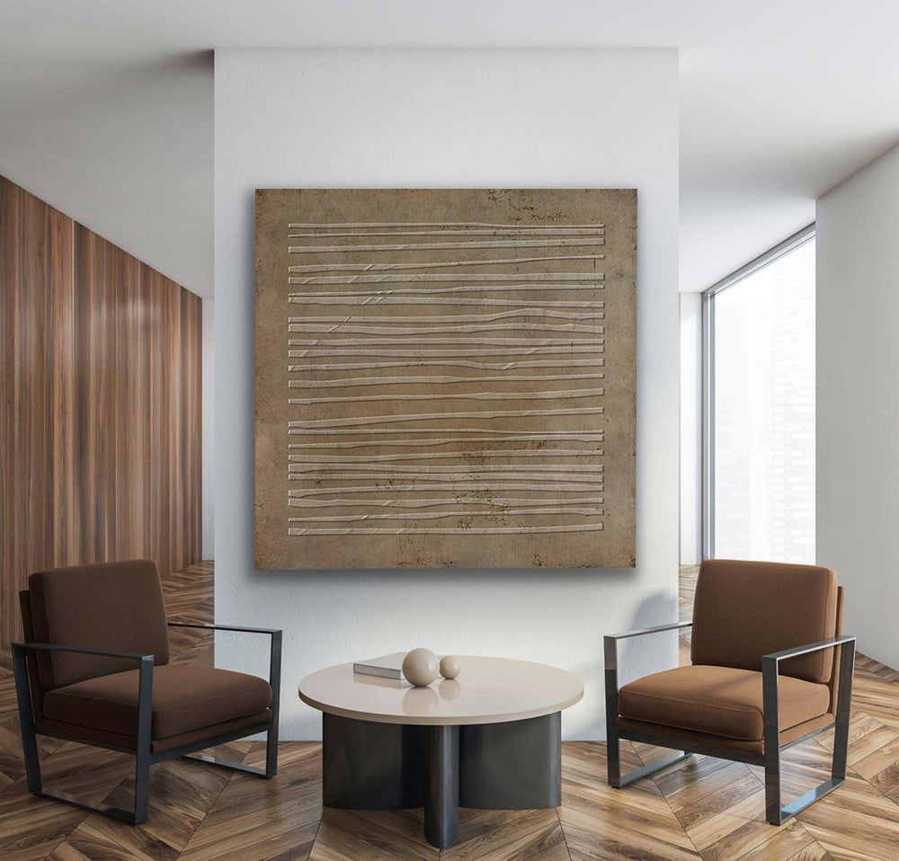 Wabi-sabi Brown Abstract Wall Art Large 3D Texture Canvas Art Modern Minimalist Wall Art