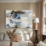 White Gray Minimalist Art Gray Abstract Art Canvas Wall Art Horizontal Wall Art For Livingroom