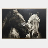 Large Running Horses Canvas Art Wild Horse Wall Art Black And White Horse Oil Painting For Sale