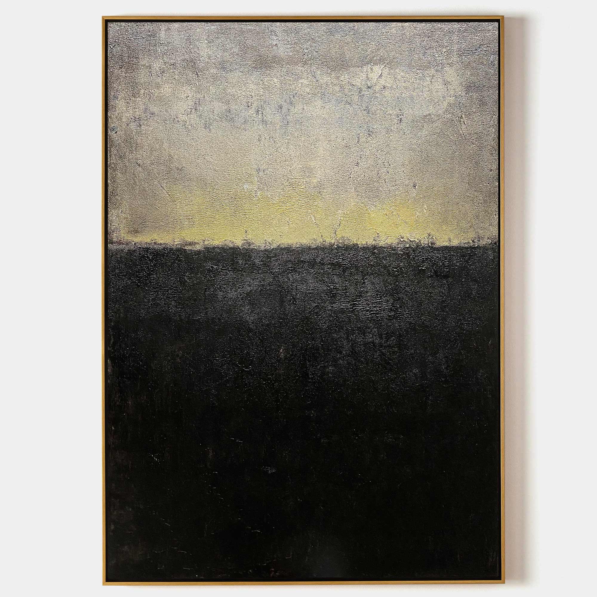 Black And Gold Minimalist Acrylic Painting On Canvas Extra Large Minimal Canvas Art Abstract Minimalist Modern Wall Art