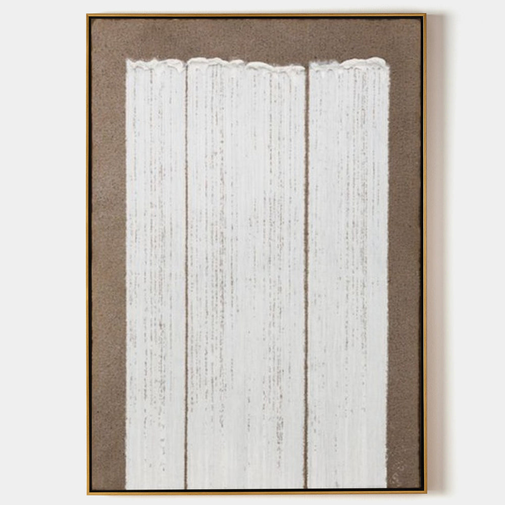 Wabi-sabi Khaki White Canvas Art Large Minimalist Painting Khaki White 3D Textured Acrylic Painting Modern Minimalist Art