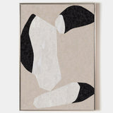 Modern Large Plaster Art On Canvas Beige Abstract Painting White And Black Minimalist Geometric Painting Black And White Cool Abstract Minimalist Painting