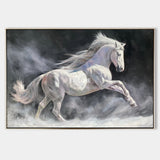 Modern Wild Running Horses Canvas Wall Art Extra Large White Horse Acrylic Painting For Sale