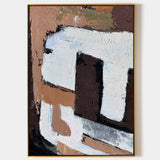 Large Brown Abstract Wall Art, Japanese Abstract Canvas Wall Art, Brown Abstract Acrylic Painting