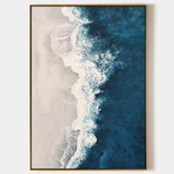 Blue Rich Textured Seascape Painting Large Abstract Wall Art Blue Coastal Canvas Painting