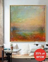 Square Abstract Landscape Art Contemporary Landscape Painting Framed