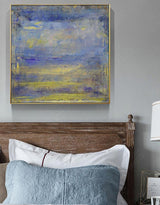 Blue And Yellow Abstract Art Blue Canvas Art Extra Large Wall Decor