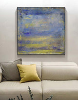Blue And Yellow Abstract Art Blue Canvas Art Extra Large Wall Decor
