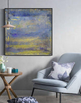 Blue And Yellow Abstract Art Blue Canvas Art Extra Large Wall Decor