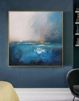 Large Beach Artwork Ocean Sunset Wall Art Abstract Seascape Paintings