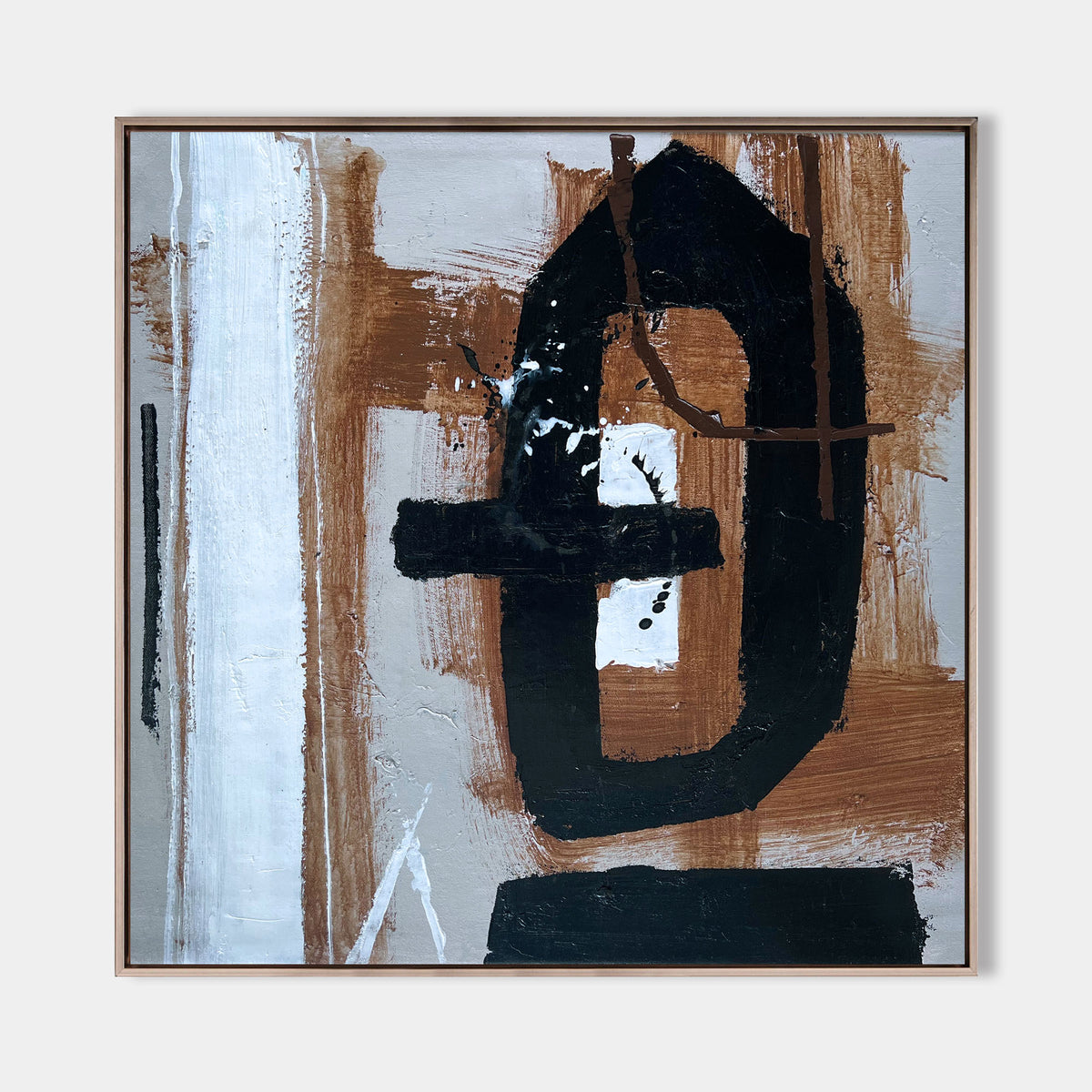 Modern Abstract Painting Large Livingroom Canvas Art Black And Brown Acrylic Painting