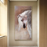 Arabian White Horse Paintings On Canvas Horse Portrait Painting Oversized Horse Art