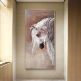 Arabian White Horse Paintings On Canvas Horse Portrait Painting Oversized Horse Art