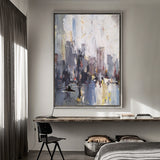 Abstract City Skyline Painting Big Modern Chicago Cityscape Art Urban Painting