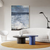 Beach Canvas Art Large Coastal Wall Art Contemporary Seascape Paintings Vertical Ocean Wave Art