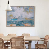 Large Abstract Ocean Canvas Painting Acrylic Oversized Horizontal Wall Art