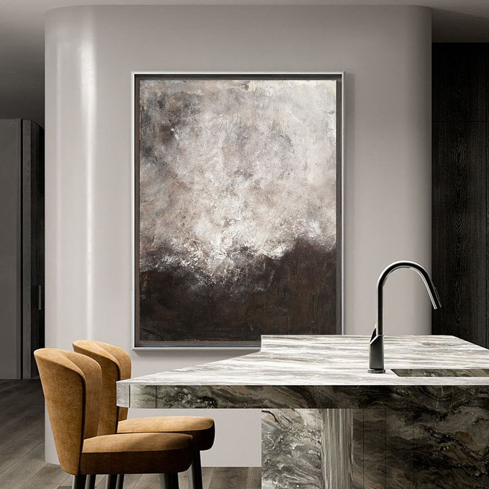Brown Abstract Painting Grey Wall Paintings Oversized Abstract Canvas Painting Minimalist Abstract Art Large Modern Painting For Living Room