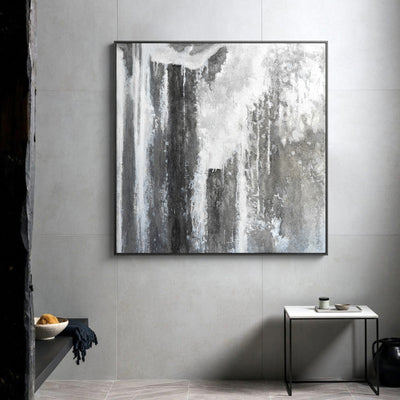 Square Grey Abstract Canvas Art Bedroom Canvas Art Living Room Canvas