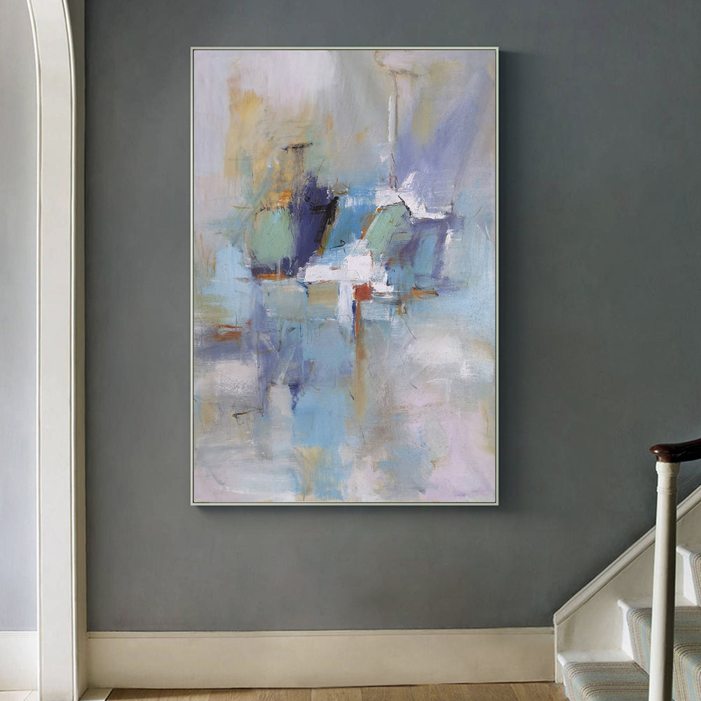 Vertical Modern Abstract Acrylic Painting On Canvas Heavy Texture Paint