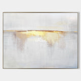 Impression Sunrise Painting On Canvas Abstract Beach Art Yellow White