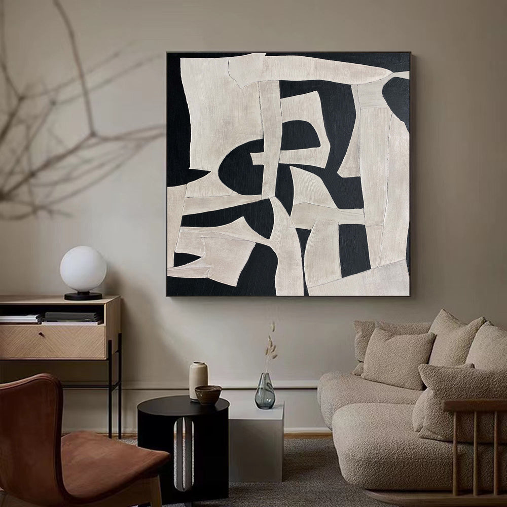 Modern Abstract Art Black And White Canvas Art Painting Minimalist Canvas Wall Art | Artexplore