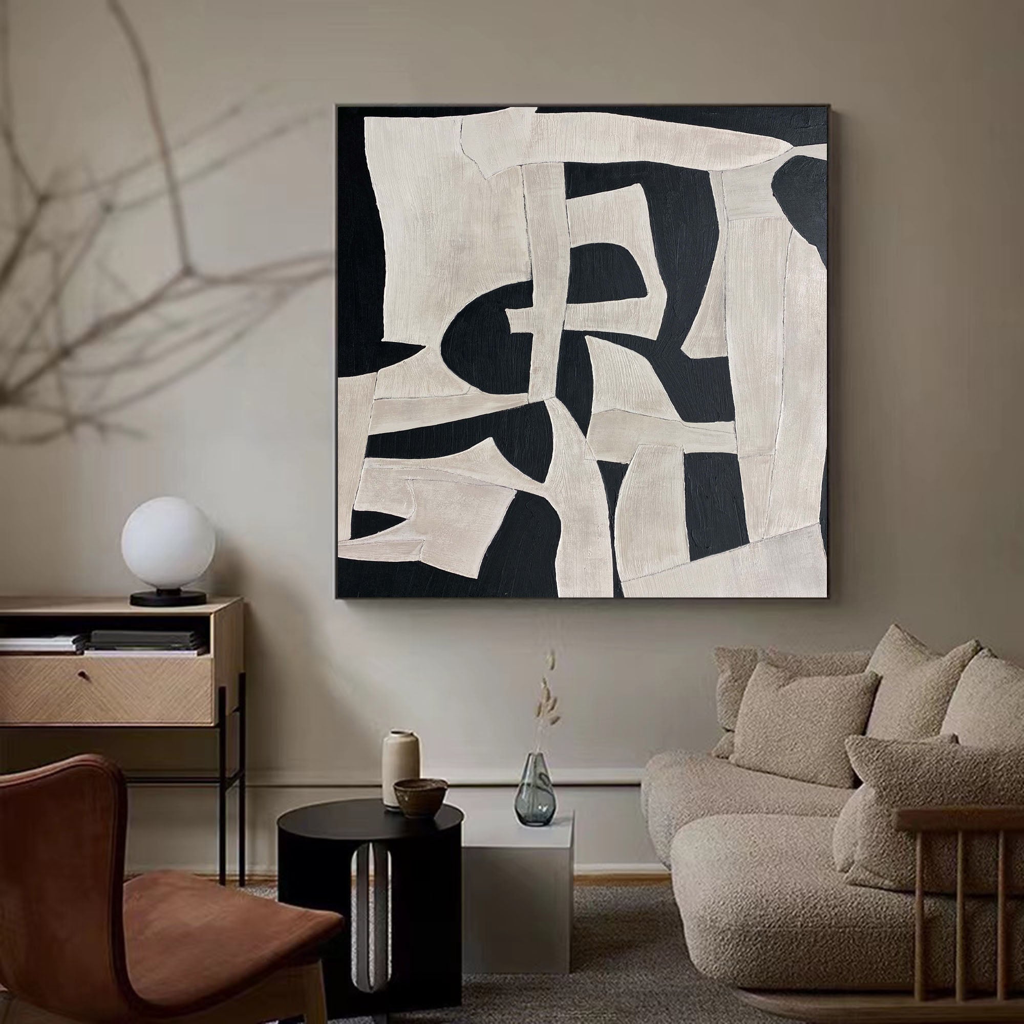 Modern Abstract Art Black And White Canvas Art Painting Minimalist Canvas Wall Art | Artexplore