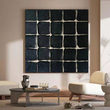 Wabi-sabi Black Minimalist Canvas Art 3D Black Rich Textured Wall Art Large Acrylic Painting For Sale
