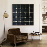 Wabi-sabi Black Minimalist Canvas Art 3D Black Rich Textured Wall Art Large Acrylic Painting For Sale