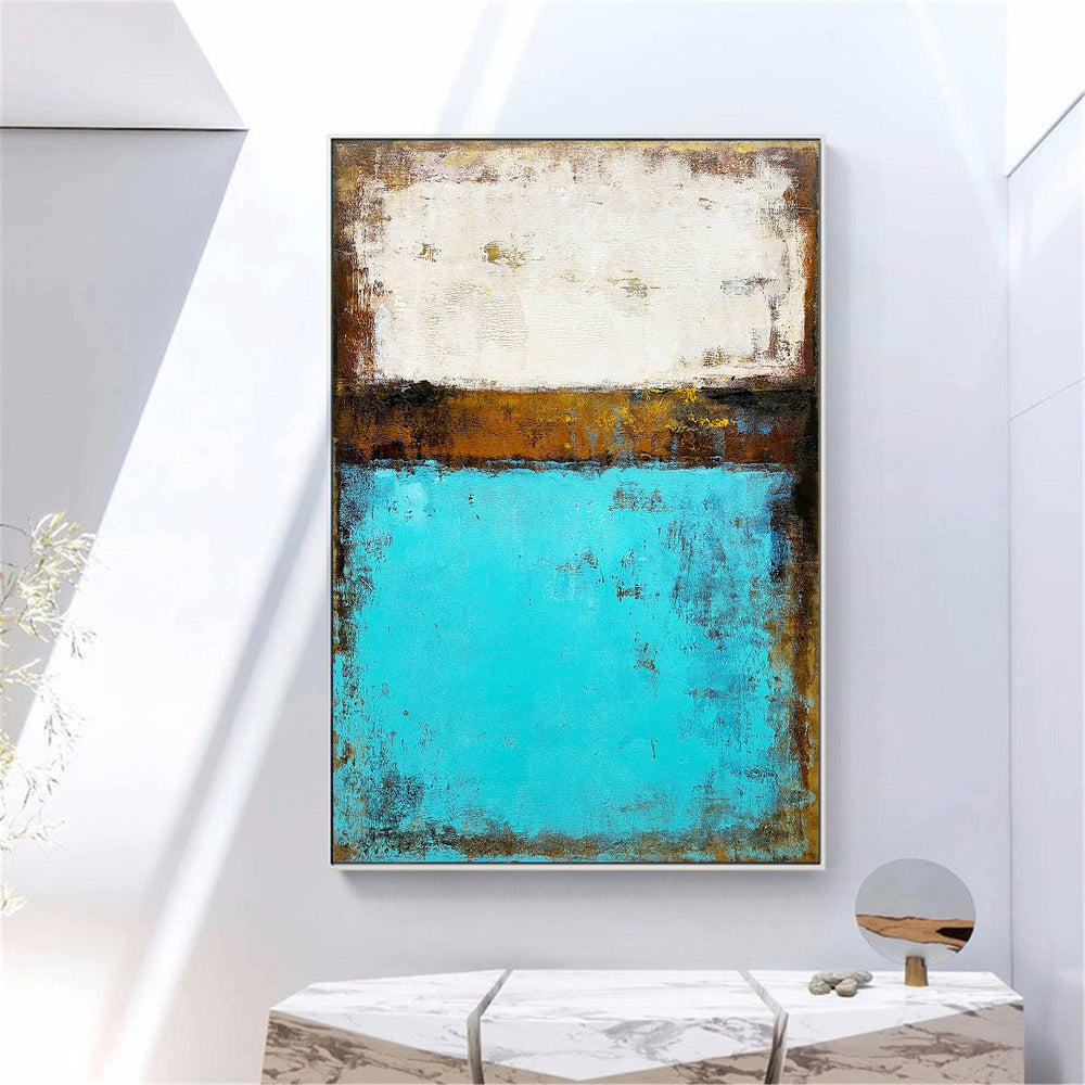 Blue And Gold Abstract Acrylic Painting Abstract Landscape Canvas Art Original Modern Abstract Art