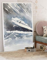 Abstract Landscape Painting Winter Acrylic Paintings Winter Scenery Painting White And Blue Art