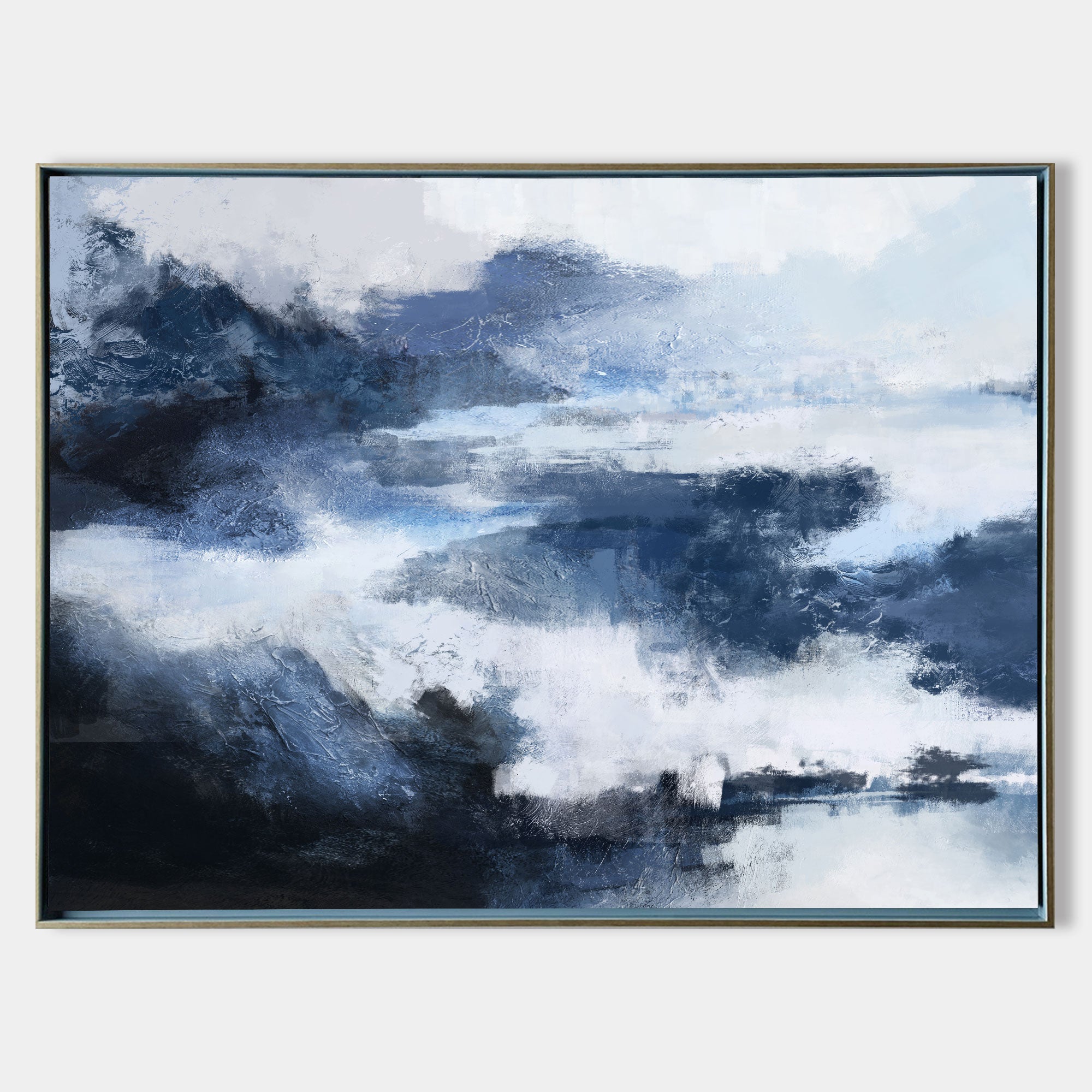 Abstract Horizontal Black And Blue Wall Art Abstract Landscape Paintings